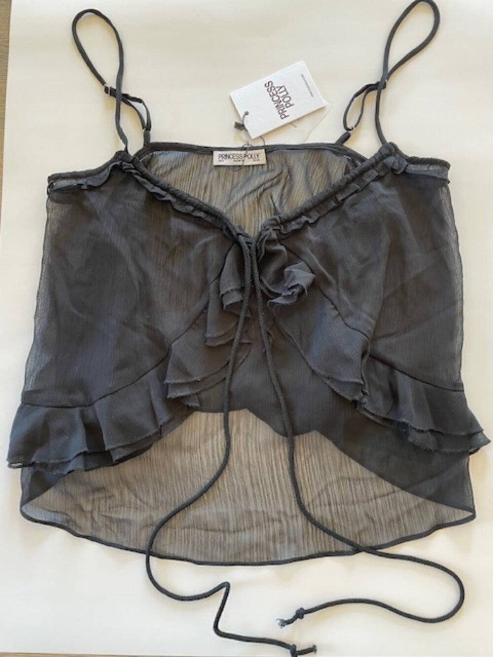 Princess Polly Black sheer blouse ruffle top